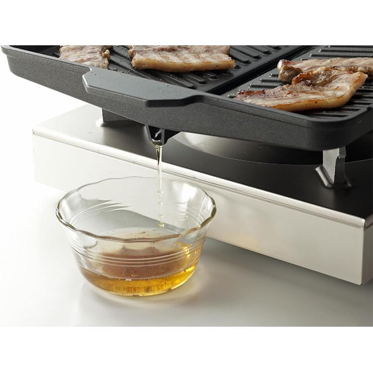 サムギョプサル用プレート カセットコンロ用 油を落とせる溝付き 焼肉
