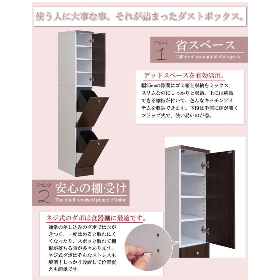 ダストボックス キッチン 収納棚 スリム 2分別 幅25 ダークブラウン こげ茶 茶系 ゴミ箱付き 代引不可 Nr Fy 0052 リコメン堂ホームライフ館 通販 Yahoo ショッピング