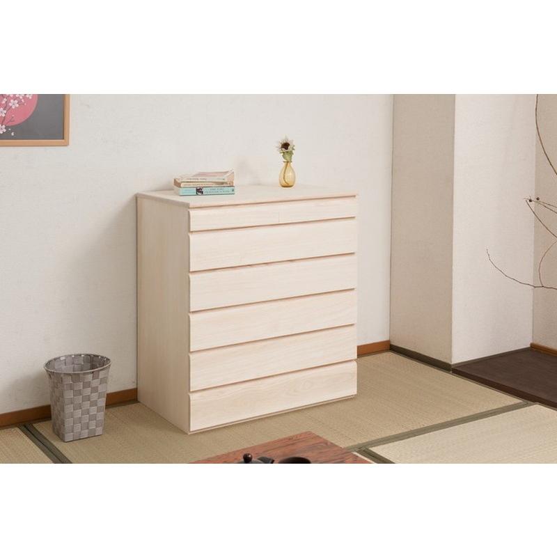 チェスト 日本製 桐 完成品 洋風 収納 たんす 幅71cm 6段 六段 国産 モダン おしゃれ 天然木 北欧 押入れ アンティーク 引き出し 木目調 代引不可の画像
