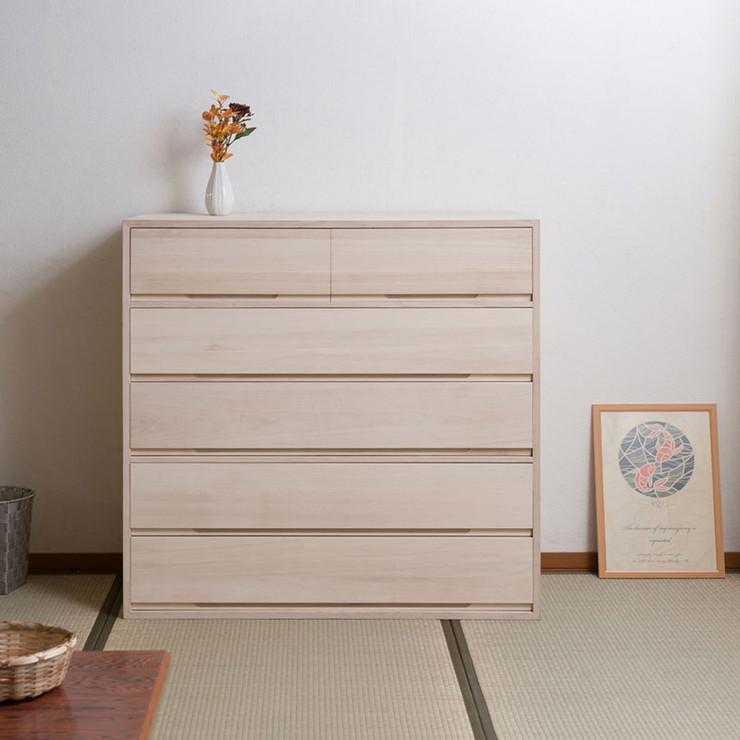 日本製 国産 完成品 桐箪笥5段 白木 収納 桐収納 桐 引出し付き 押入れ収納 タンス たんす 箪笥 シンプル 和風 衣類収納 代引不可