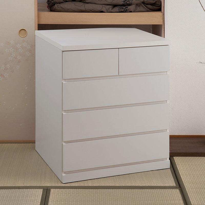 日本製 完成品 押入れ たんす 幅75cm 奥行65cm 4段 ホワイト 白 国産 チェスト ローチェスト 収納 おしゃれ 引き出し 北欧 代引不可