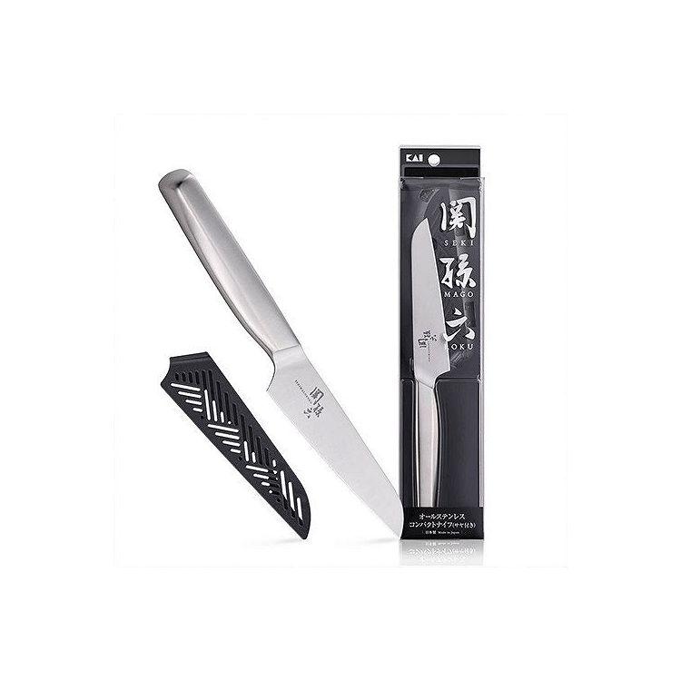 貝印 関孫六 オールステンレス コンパクトナイフ サヤ付き 刃渡り 12cm DH3355 堅牢、清潔に使えるオールステンレス製のコンパクトナイフ 代引不可 | ブランド登録なし