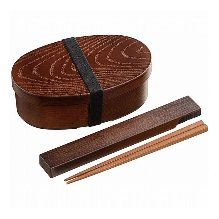 カクセー 曲げわっぱ風 弁当箱 箸と箸ケースのセット 袋入 茶 TW-13 小判型 日本製 お弁当箱 箸 セット まげわっぱ 箸付き 食洗機対応 代引不可 | ブランド登録なし
