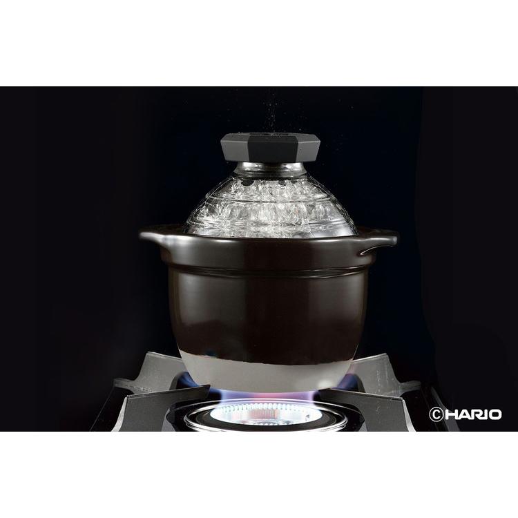 HARIO フタがガラスのご飯釜 1~2合用 GNR-150-B-W 代引不可の画像