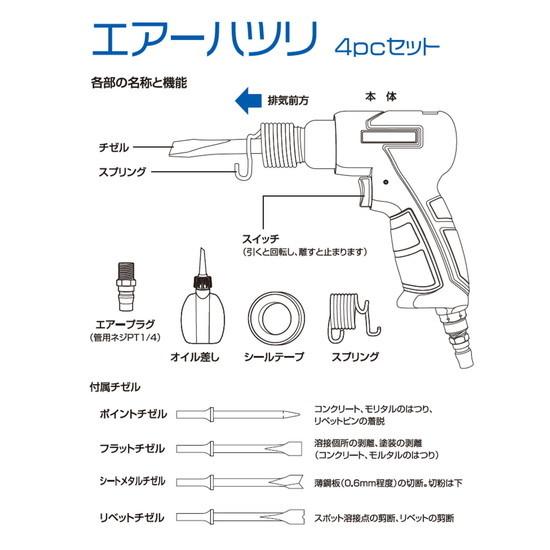 GREATTOOL エアーハツリセット 4pc GTAH-4PC | ブランド登録なし | 04