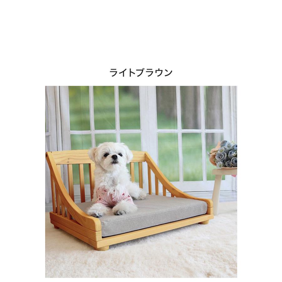 ペットベッド 北欧調 幅55cm 木製 キャットベッド 猫 犬 すのこ ライトブラウン ホワイト 通気性 手洗い可能 天然オイル仕様 パイン材 ペット 小型犬 代引不可の画像