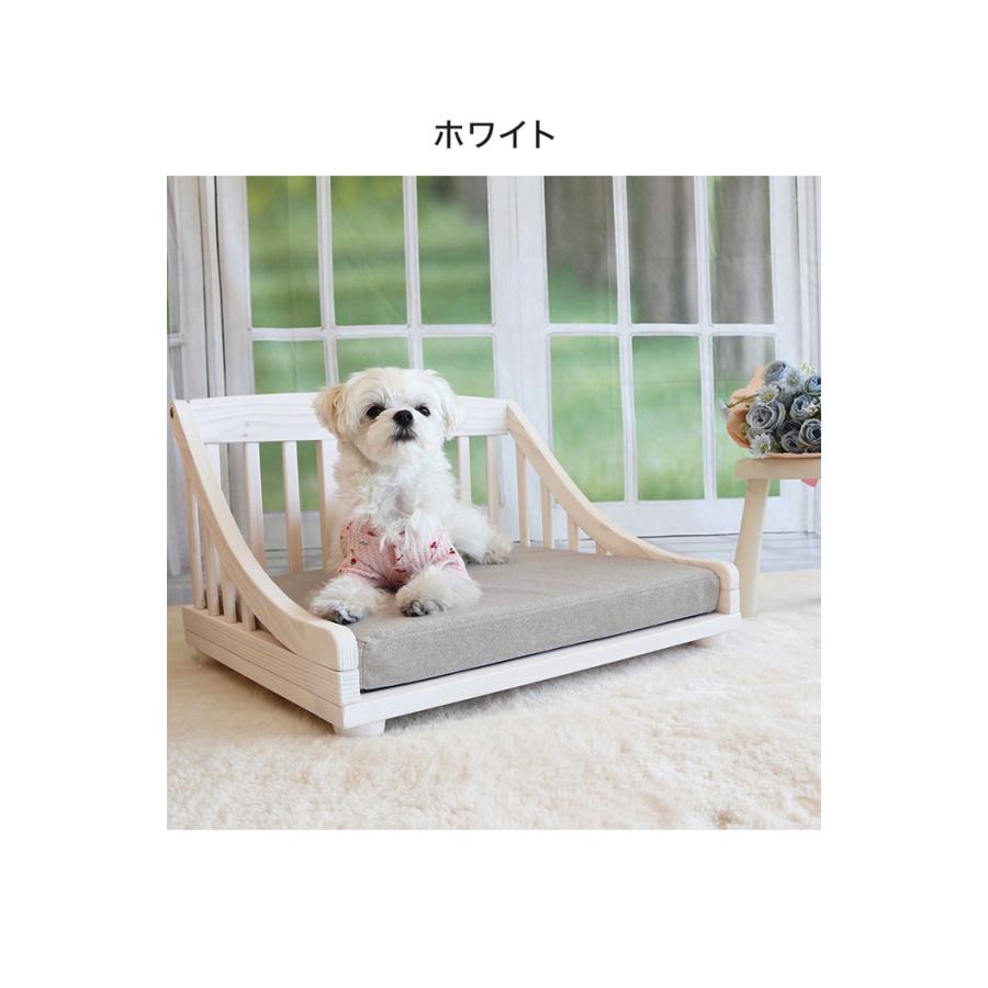 ペットベッド 北欧調 幅55cm 木製 キャットベッド 猫 犬 すのこ ライトブラウン ホワイト 通気性 手洗い可能 天然オイル仕様 パイン材 ペット 小型犬 代引不可の画像