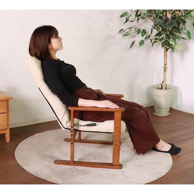 高座椅子 アーム 肘付 ハイバック リクライニングチェア ハイバック 2本脚 和室 スリム リクライニング ソファ ソファー リクライニングソファ 代引不可 | ブランド登録なし | 02