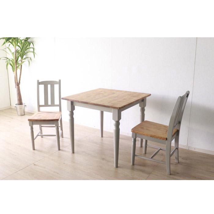 ダイニングテーブル 北欧調 幅80cm アンティーク調 組立品 机 グレー ホワイト欧米 パイン材 ダイニング おしゃれ フレンチカントリー 天然木 無垢 代引不可 | ブランド登録なし | 11