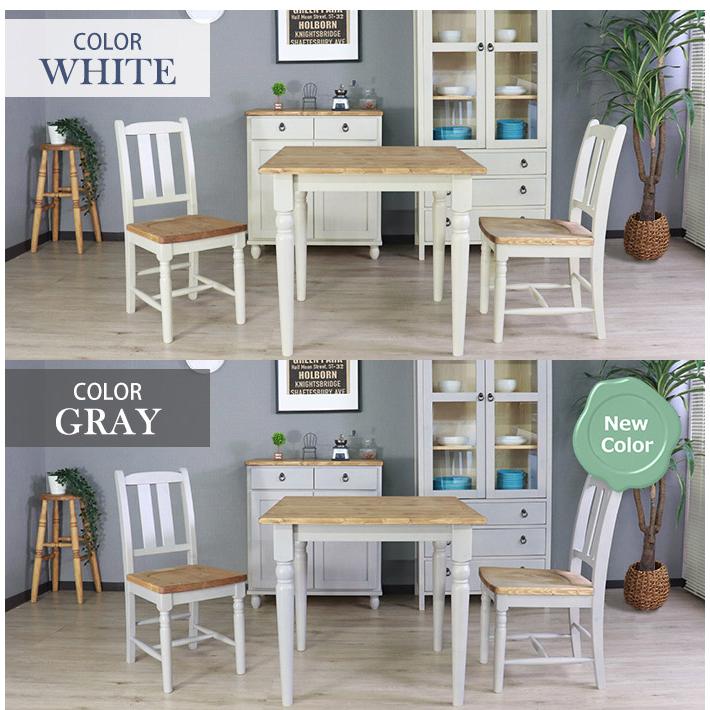 ダイニングテーブル 北欧調 幅80cm アンティーク調 組立品 机 グレー ホワイト欧米 パイン材 ダイニング おしゃれ フレンチカントリー 天然木 無垢 代引不可 | ブランド登録なし | 01