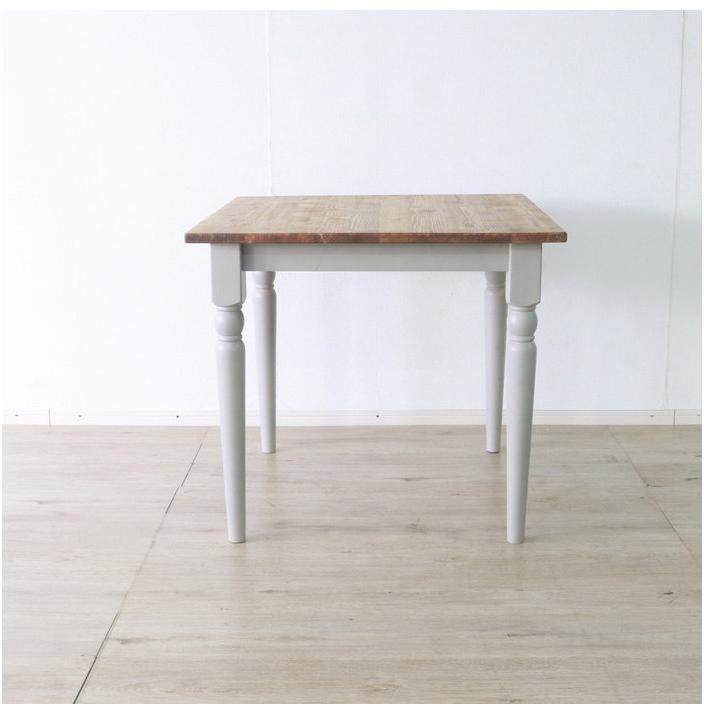 ダイニングテーブル 北欧調 幅80cm アンティーク調 組立品 机 グレー ホワイト欧米 パイン材 ダイニング おしゃれ フレンチカントリー 天然木 無垢 代引不可 | ブランド登録なし | 08