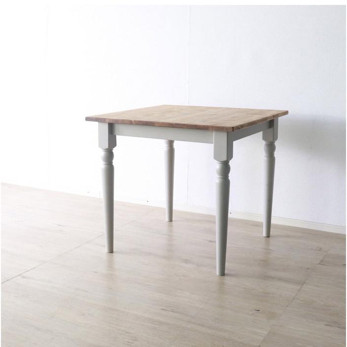 ダイニングテーブル 北欧調 幅80cm アンティーク調 組立品 机 グレー ホワイト欧米 パイン材 ダイニング おしゃれ フレンチカントリー 天然木 無垢 代引不可 | ブランド登録なし | 09