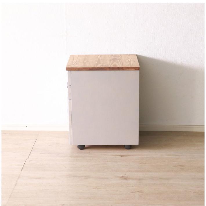 デスクワゴン 北欧調 幅40cm サイドワゴン キャスター付き サイドラック 収納 チェスト アンティーク調 組立品 グレー ホワイト 欧米 パイン材 代引不可 | ブランド登録なし | 11