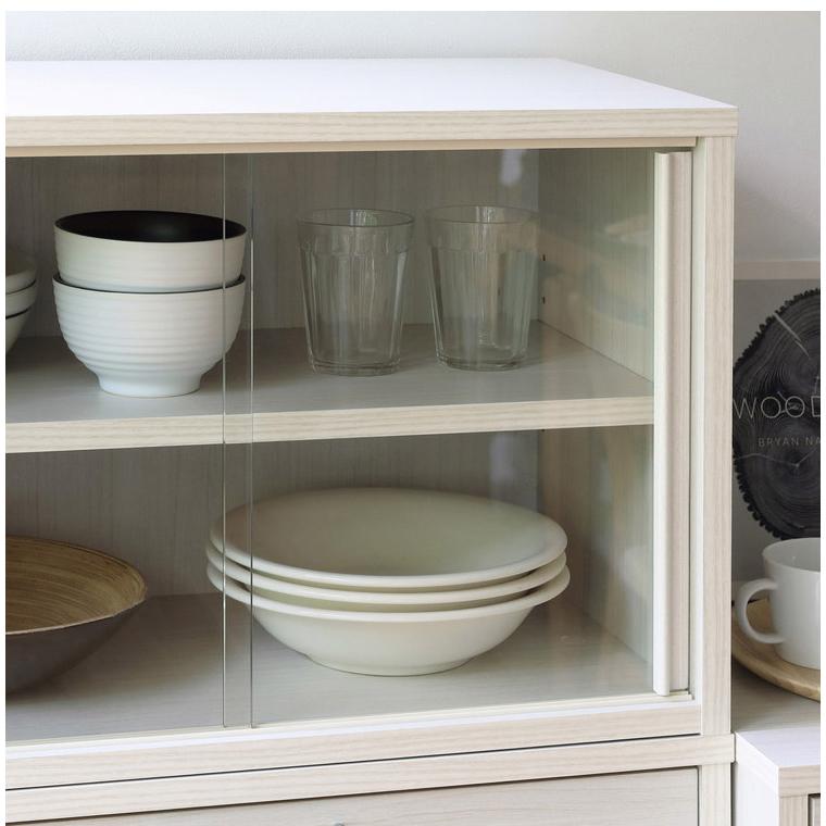 白井産業 食器棚 ミニ 幅57cm 高さ38cm ニカップボード ガラス引き戸