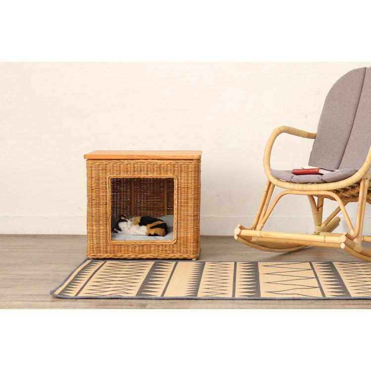 ペットハウス ペット ハウス クッション ラタン 籐 アジアン ナチュラル サイドテーブル 犬 猫 収納 ドッグハウス キャットハウス おしゃれ 北欧 代引不可 