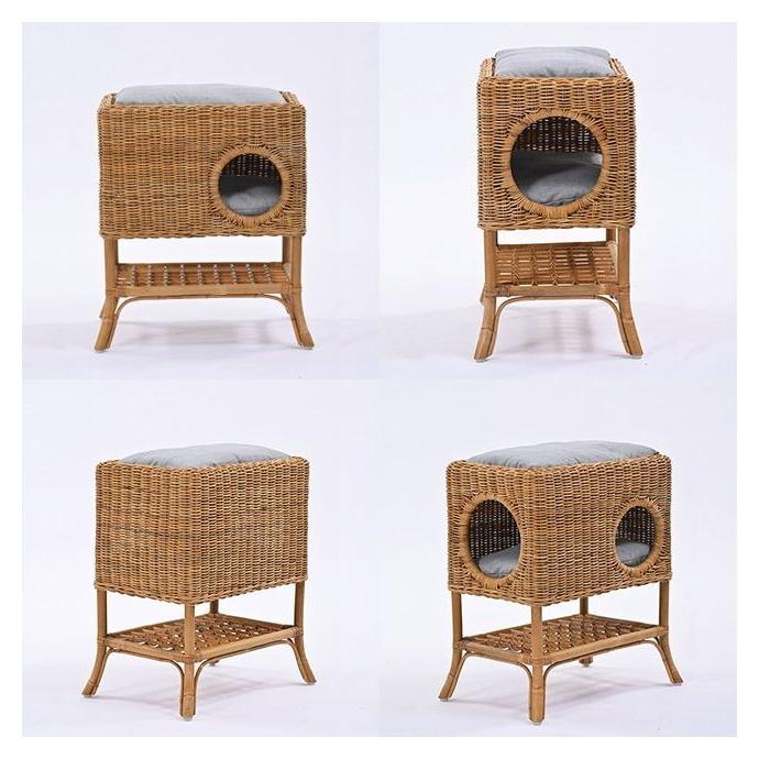 【訳あり品】 ペット ハウス キャットタワー クッション ラタン 籐 アジアン ナチュラル 北欧 犬 猫 代引不可 【1723714204】(10086円)