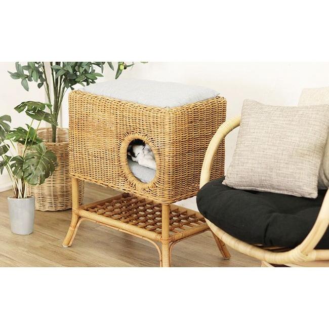 【訳あり品】 ペット ハウス キャットタワー クッション ラタン 籐 アジアン ナチュラル 北欧 犬 猫 代引不可 【1723714204】(10086円)