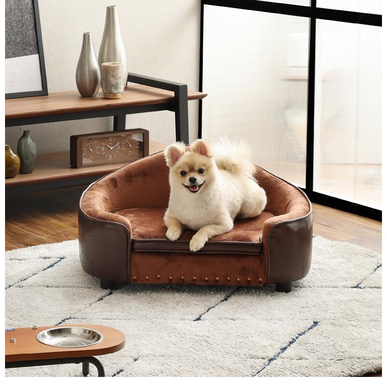 ペットソファ 幅65cm 座面取り外し可能 収納スペース PVC生地 シックなデザイン 防汚 傷に強い ペット用品収納 チャック付き クッション付き 代引不可