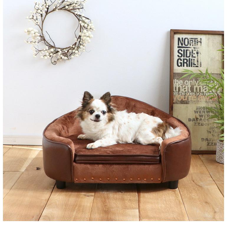 ペットソファ 幅65cm 座面取り外し可能 収納スペース PVC生地 シックなデザイン 防汚 傷に強い ペット用品収納 チャック付き クッション付き 代引不可