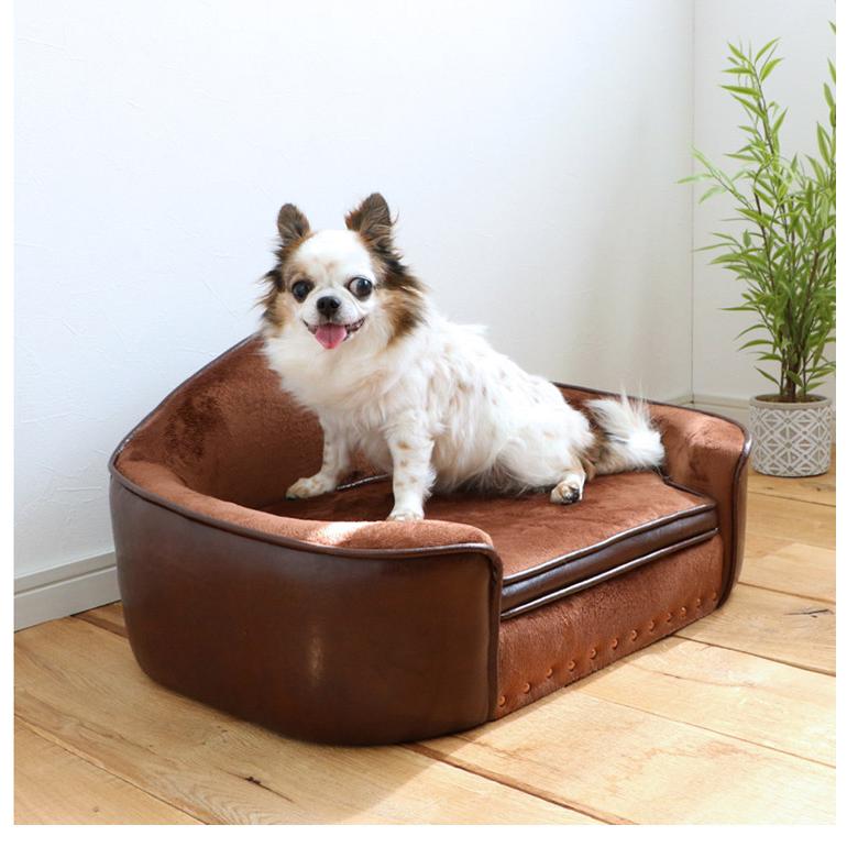 ペットソファ 幅65cm 座面取り外し可能 収納スペース PVC生地 シックなデザイン 防汚 傷に強い ペット用品収納 チャック付き クッション付き 代引不可