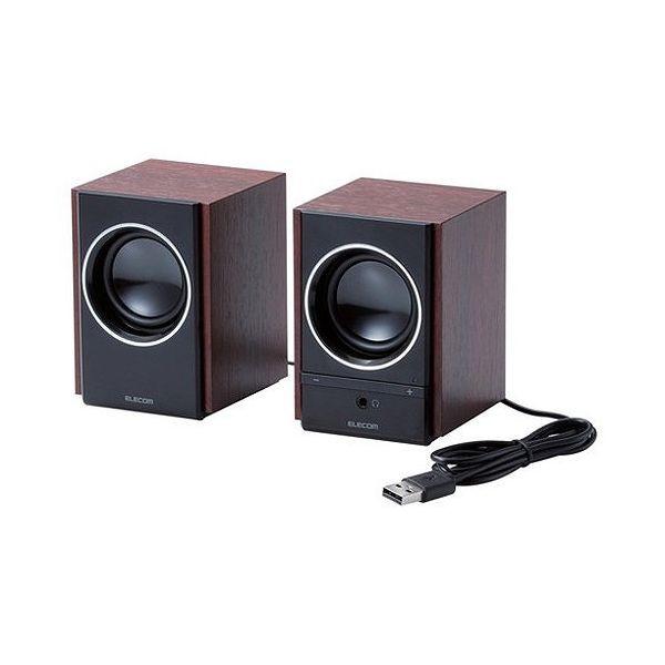 エレコム 木のスピーカー 5W USB電源 ブラック MS-W13UBK 代引不可