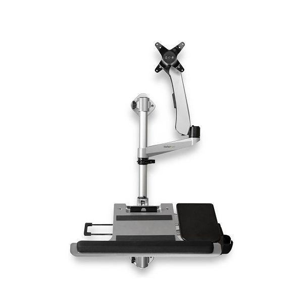 壁面固定用液晶モニターアーム&キーボード・マウストレイ 1画面対応 多関節アーム ウォールマウント昇降デスク WALLSTSI1 代引不可 | ブランド登録なし