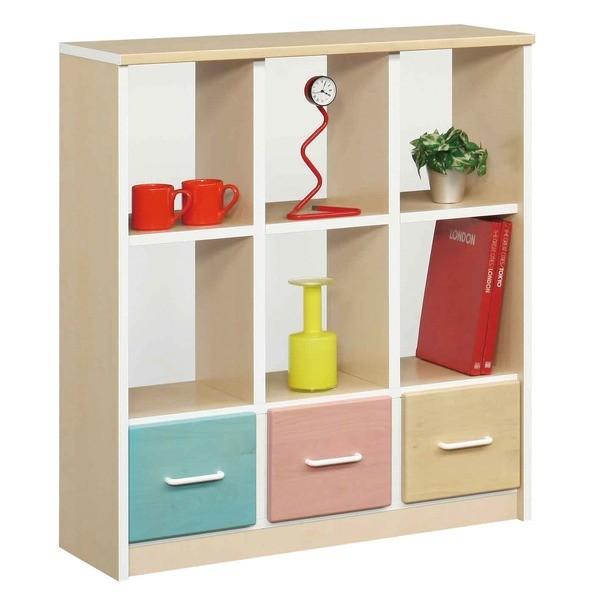 オープンラック(子供部屋家具) 木製(天然木) 幅90cm 引き出し収納付き 日本製 ナチュラル 〔ANJU〕あんじゅ 〔完成品 開梱設置〕 代引不可