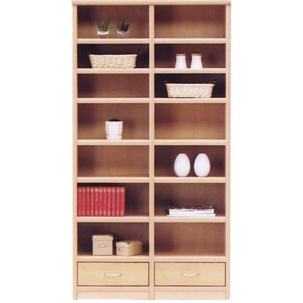 オープンラック/オープンシェルフ 幅97cm 木製(天然木) 棚板/引き出し収納付き 日本製 ナチュラル 〔Glacso2〕グラッソ2 〔完成品 開梱設置〕 代引不可