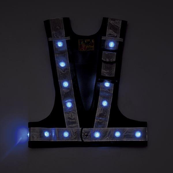 多機能LEDベスト 多機能LEDベスト-KW-BL (メッシュ部：紺・反射部：白・LED発光色：青) 代引不可_2