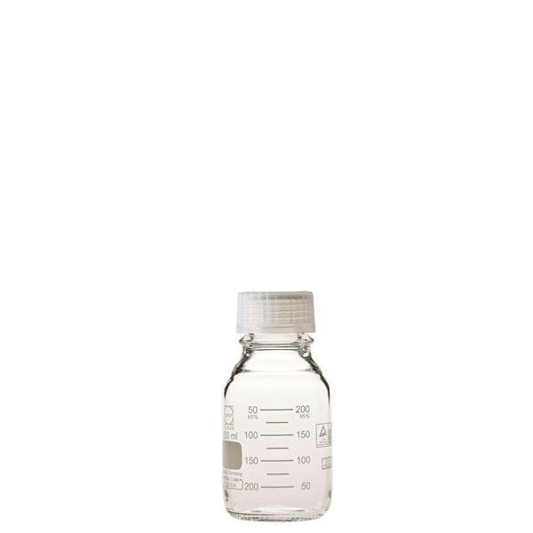 〔柴田科学〕プレミアムボトル(メジュームびん) 白キャップ付 250mL〔10個〕 代引不可