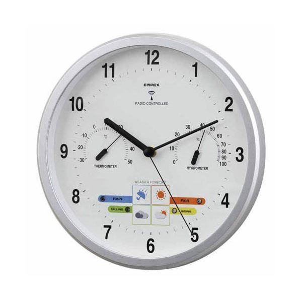 EMPEX 掛け時計 パル 電波時計 1台4役 BW-878 シャインシルバー 代引不可