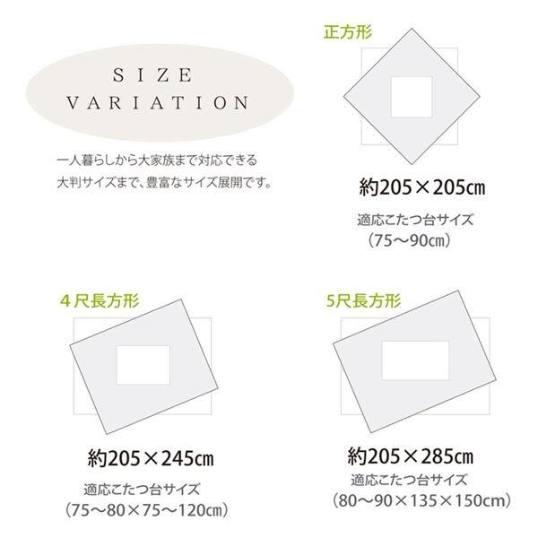 軽量 こたつ布団 〔ブラウン 約205cm×245cm〕 洗える 長方形 ピーチスキン 『わらび』 〔リビング〕 代引不可の画像