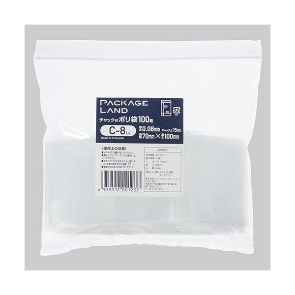 （まとめ） ショーエイコーポレーションチャック付ポリ袋 ヨコ70×タテ100×厚み0.08mm C-8TH 1パック（100枚） 〔×30セット〕 代引不可