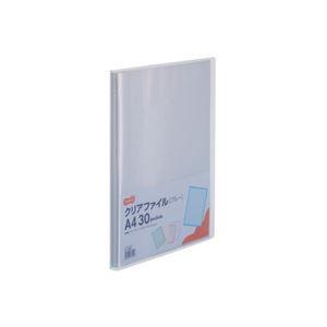 （まとめ）TANOSEE クリアファイル A4タテ30ポケット 背幅17mm ブルー 1セット(10冊) 〔×3セット〕 代引不可