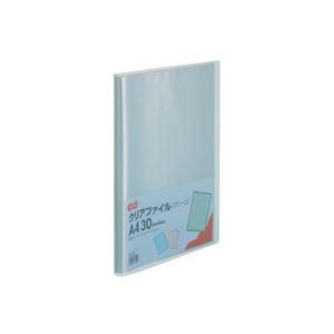 （まとめ）TANOSEE クリアファイル A4タテ30ポケット 背幅17mm グリーン 1セット(10冊) 〔×3セット〕 代引不可