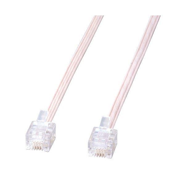 （まとめ）TANOSEE 電話ケーブル 6極4芯白 5m 1本〔×10セット〕 代引不可