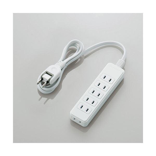 （まとめ）エレコム スイングプラグ電源タップ6個口 ホワイト 1m T-S02-2610WH 1個〔×5セット〕 代引不可
