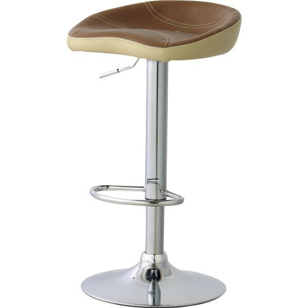 カウンターチェア(ハイチェア) スチール/ソフトレザー 回転式 昇降機能付き RKC-264BR ブラウン 代引不可