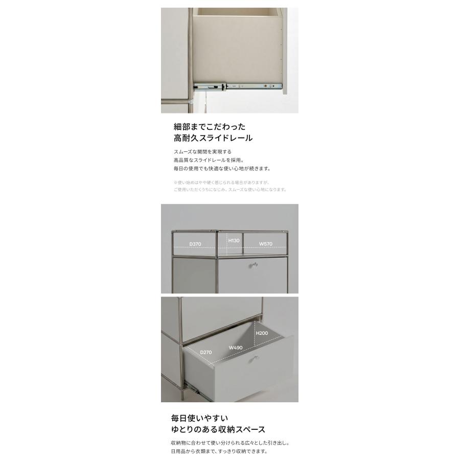 ステンレスモジュールキャビネット 60cm 2段 完成品 オールステンレス