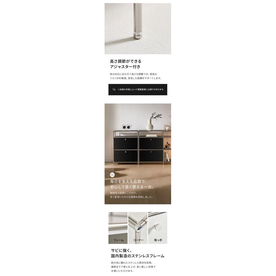 ステンレスモジュールキャビネット 60cm 2段 完成品 オールステンレス