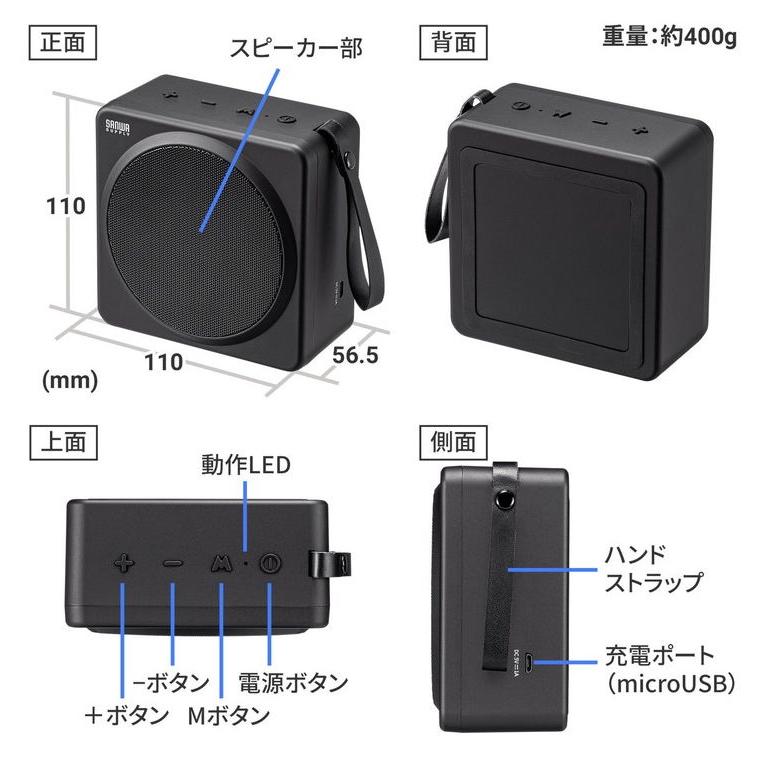 サンワサプライ メーカー直送 ワイヤレスポータブル拡声器 最大25W 高出力 ワイヤレスヘッドマイク ワイヤレス拡声器スピーカー ハンズフリー デスク 代引不可