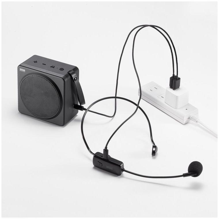 サンワサプライ メーカー直送 ワイヤレスポータブル拡声器 最大25W 高出力 ワイヤレスヘッドマイク ワイヤレス拡声器スピーカー ハンズフリー デスク 代引不可