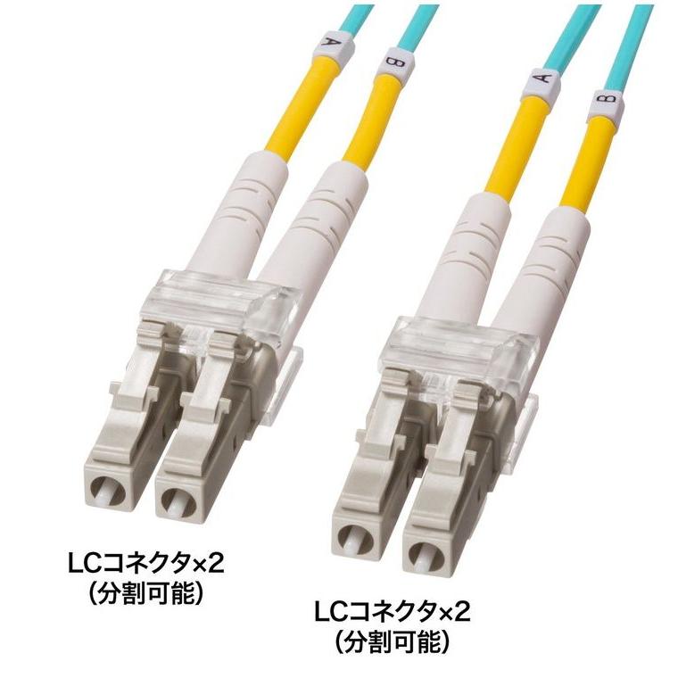 サンワサプライ メーカー直送 メガネ型光ファイバケーブル マルチ50μmOM4 LC×2-LC×2 2m 10GBASE-SR/SW規格対応 10ギガ伝送 OM4光ファイバケーブル 代引不可