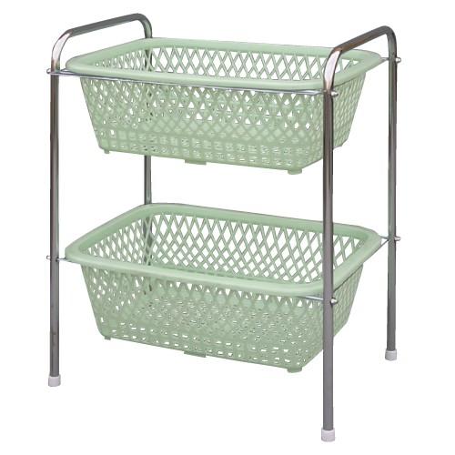 三和化研工業 脱衣カゴ 2段 規格:キャスター付 カラー:グリーン
