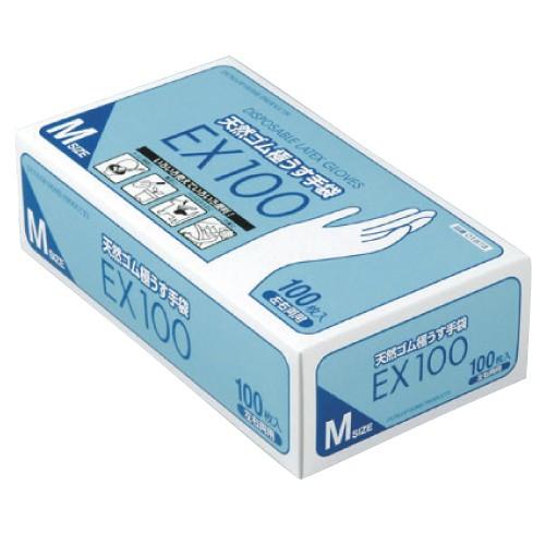 ダンロップホームプロダクツ 天然ゴム極うす手袋 EX100 サイズM 入数100枚 xd233765