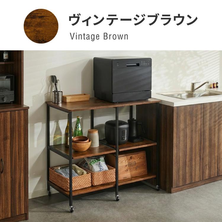 ダブルスライド棚 キャスター付き キッチンカウンター 幅100 VOID STACK series 大型レンジ対応 キッチンラック レンジ台 レンジボード レンジラック 代引不可の画像