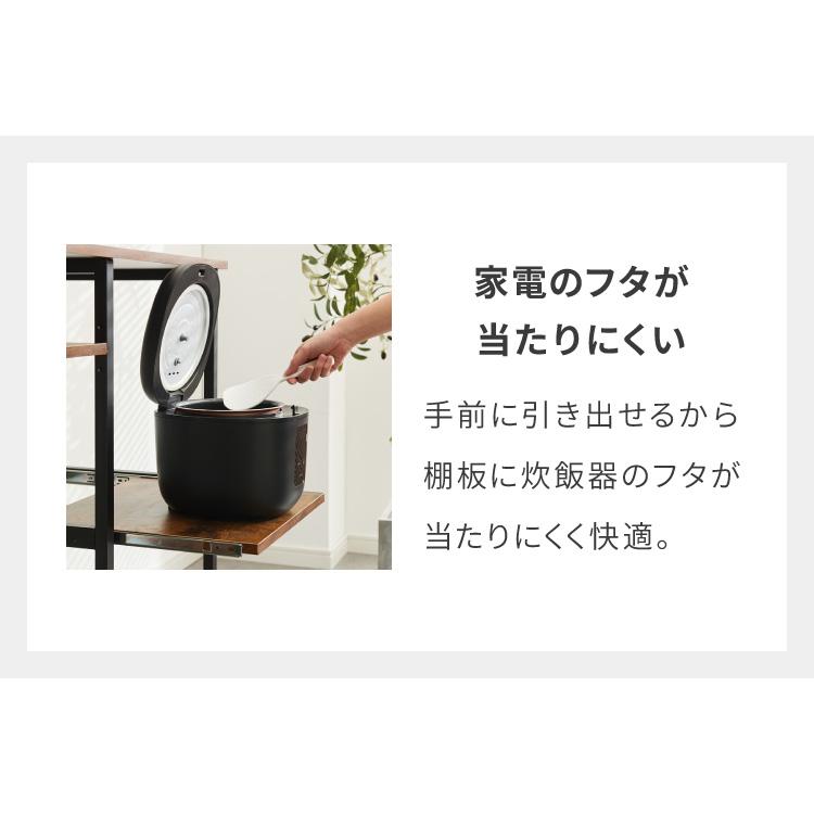 ダブルスライド棚 キャスター付き キッチンカウンター 幅100 VOID STACK series 大型レンジ対応 キッチンラック レンジ台 レンジボード レンジラック 代引不可の画像