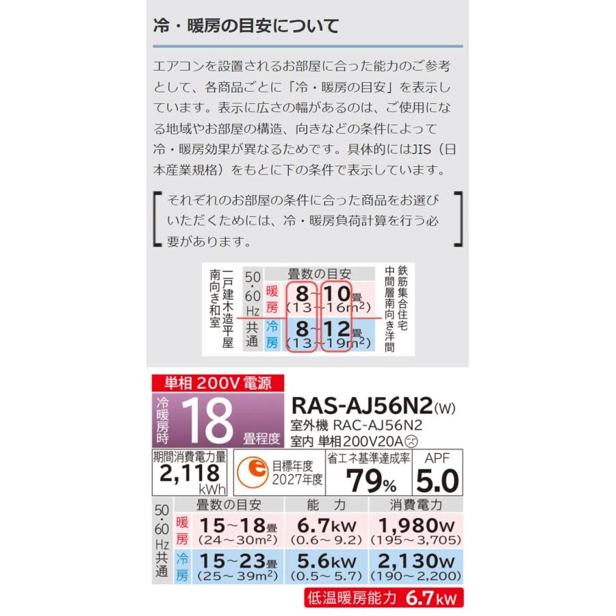 日立 ルームエアコン AJシリーズ 白くまくん RAS-AJ56N2 RAC-AJ56N2 18