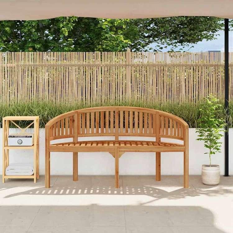 vidaXL バナナベンチ 151cm チーク無垢材 家具 アウトドア家具 屋外椅子 アウトドアベンチ 代引不可の画像