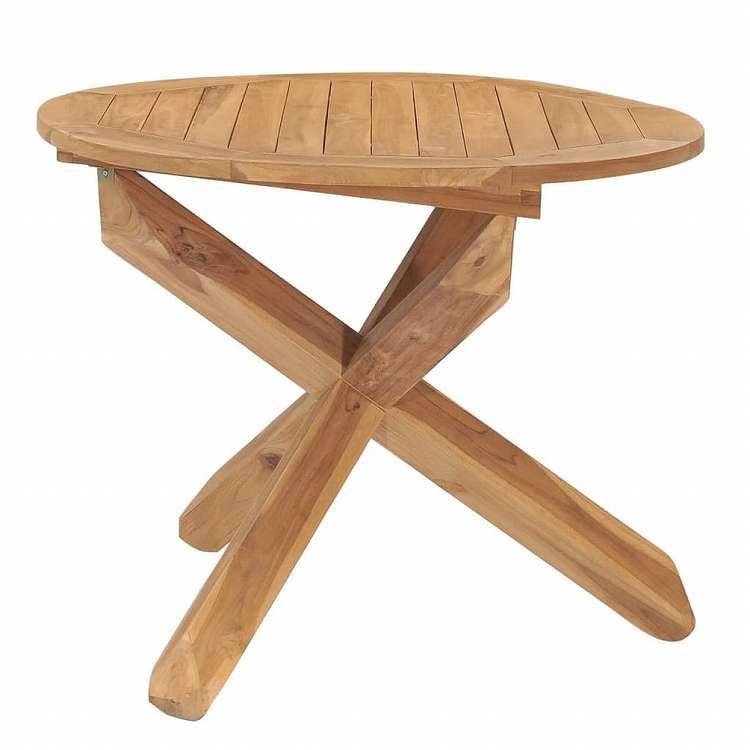 vidaXL ガーデンダイニングテーブル 直径90x75cm チーク無垢材家具 アウトドア家具 アウトドアテーブル 代引不可